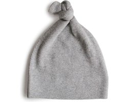 Mushie Baby Beanie Ribbed | Grey Melange - 0-3M