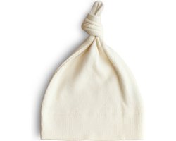 Mushie - Geboorte Muts - Baby Beanie Ribbed - Babymutsjes - Ivory