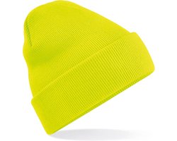 New Age Devi - "Fluorescent Yellow Beechfield 'Original Cuffed Beanie' - Voor Een Opvallende Look!"