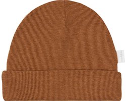 Noppies U Hat Rib Nevel Unisex Muts Maat 0M-3M - Chipmunk Melange