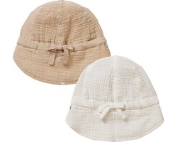 Noppies Unisex Hat Boley reversible Jongens Mutsje - Whisper White - Maat 6M-12M