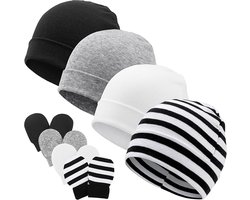 Pasgeboren baby muts hoed en handschoenen set beanie kleding unisex infant hoed kleuterschool muts baby jongen meisje 0-6 maanden