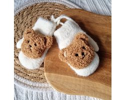 Rammelaartje - Baby handschoenen - wanten met teddybeertje - beige