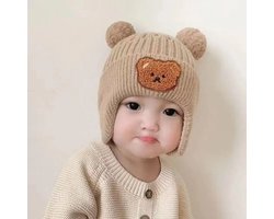 Sara Shop - Baby muts winter - baby muts - Wintermuts voor kinderen - baby muts oren bedekt - 6 Maanden tot 3Jaar - Bruin