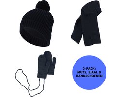 Sarlini - Baby Winterset - Handschoenen/Sjaal/Muts - 1-2 Jaar - Navy