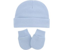 Set van Baby Mutsje en Wantjes Blauw