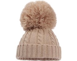 Soft Touch Babymuts Elegance Pompom Acryl Bruin Maat S/m