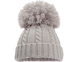 Soft Touch Babymuts Elegance Pompom Acryl Grijs Maat M