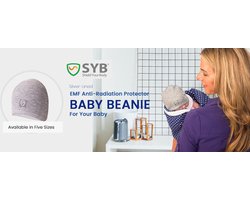 SYB Baby Beanie, Silver-Lined mutsje - beschermt je babys hoofdje 99,9% tegen straling - 3 tot 6 maand