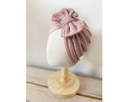 Tistelief - Baby Turban - Mini Kabel Strik Roze - 50-56