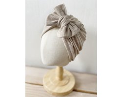 Tistelief - Baby Turban - Pointelle Strik Beige - 62-68