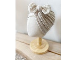 Tistelief - Baby Turban - Wafel Knoopstrik Creme - 50-56