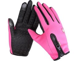 Unisex touchscreen winter thermisch warm fietsen fiets ski- outdoor camping wandelen motorhandschoenen, sport volledige vinger [roze/l]