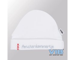 VIB® - Muts rond - Amsterdam XXX (Wit) - Babykleertjes - baby muts - baby muts newborn - baby mutsje - baby cadeau - kraam cadeau - baby aankodiging