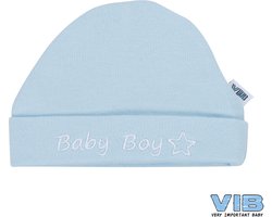 VIB® - Muts rond - Baby Boy (Blauw) - Babykleertjes - baby muts - baby muts newborn - baby mutsje - baby cadeau - kraam cadeau - baby aankodiging