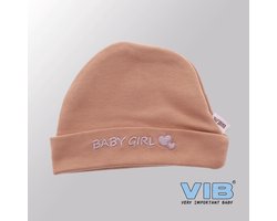 VIB® - Muts rond - Baby Girl (Oud Roze) - Babykleertjes - baby muts - baby muts newborn - baby mutsje - baby cadeau - kraam cadeau - baby aankodiging