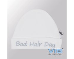 VIB® - Muts rond - Bad Hair Day (Wit) - Babykleertjes - baby muts - baby muts newborn - baby mutsje - baby cadeau - kraam cadeau - baby aankodiging