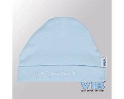 VIB® - Muts rond - Ik (hartje) Mama - (Blauw) - Babykleertjes - baby muts - baby muts newborn - baby mutsje - baby cadeau - kraam cadeau - baby aankodiging