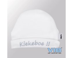 VIB® - Muts rond - Kiekeboe (Wit) - Babykleertjes - baby muts - baby muts newborn - baby mutsje - baby cadeau - kraam cadeau - baby aankodiging