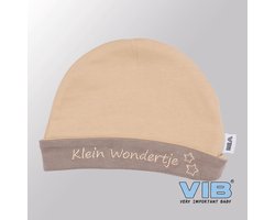 VIB® - Muts rond - Klein Wondertjes (Bruin) - Babykleertjes - baby muts - baby muts newborn - baby mutsje - baby cadeau - kraam cadeau - baby aankodiging