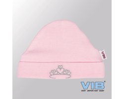 VIB® - Muts rond - Kroontje (Roze) - Babykleertjes - baby muts - baby muts newborn - baby mutsje - baby cadeau - kraam cadeau - baby aankodiging