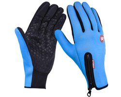 Windstopper handschoenen antislip, winddicht, thermisch warm, touchscreen, ademend, tactico winter heren, dames zwarte rits [blauw/l]