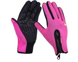 Windstopper handschoenen antislip, winddicht, thermisch warm, touchscreen, ademend, tactico winter heren, dames zwarte rits [roze/l]