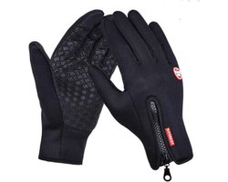 Windstopper handschoenen antislip, winddicht, thermisch warm, touchscreen, ademend, tactico winter heren, dames zwarte rits [zwart/s]