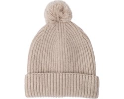 Wollen mutsje winter beige - 6-12 maanden - Merino wol - kriebelt niet