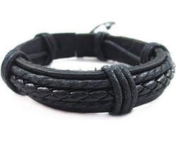 BY-ST6 verstelbare kinder/ tiener armband van leer- kleur zwart