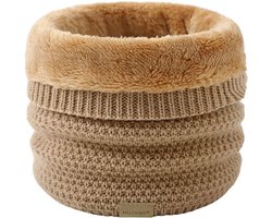 Colsjaal / Nekwarmer Donkerbeige | Gebreid - Teddy Voering | Fashion Favorite