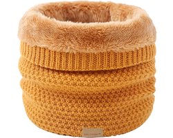 Colsjaal / Nekwarmer Okergeel | Gebreid - Teddy Voering | Fashion Favorite