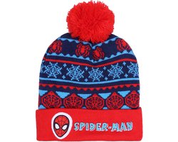 Rood-blauwe, warme muts met wintermotief SPIDER-MAN Marvel