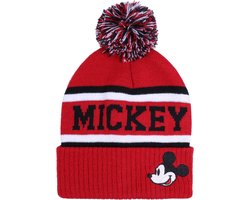 Warme, rode jongensmuts met pompon MICKEY Disney 52 cm