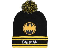 Warme, zwart-gele muts met pompon - BATMAN 52 cm