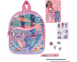 Disney Stitch Kinder, transparante rugzak, kleine kleuterschool rugzak + accessoires 24x21x6 cm