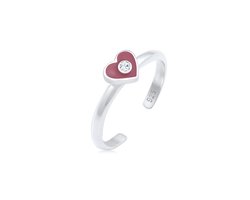 Elli Dames Ring Kinder Herz Enamel Kristall 925 Silber