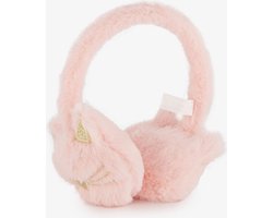 Fluffy roze meisjes oorwarmers kat