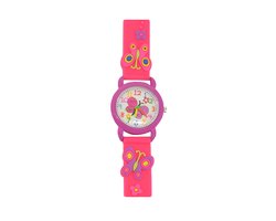 Kinderhorloge - 3D Vlinder Roze | Siliconen | Ø 25 mm