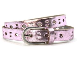 Kinderriem meisje 20430 Fashion riem perfo metallic - pink - maat 55 - Totale lengte circa 70cm