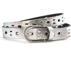 Kinderriem meisje 20430 Fashion riem perfo metallic - zilver - maat 55 - Totale lengte circa 70cm