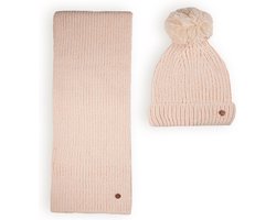 NONO - Sjaal & muts Raya Chenille - Rosy Sand - Maat 104-116