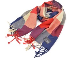 Ruit Sjaal - Rood/Blauw/Beige | Kinderen/Volwassenen | Polyester | 170 x 32 cm