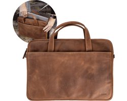 Accezz Leren Laptoptas tot 16 inch - Geschikt voor Laptops tot 27 x 35, 5 cm - Laptop Tas - Cognac