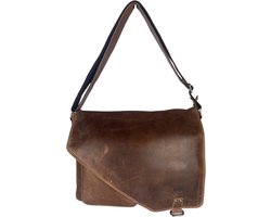 Aktetas - Bruin - Werktas Heren - Crossbody Tas Dames - Laptoptas - Laptop tot 15.6 inches - Schouder Tas - Leer