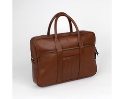 Bagtrainer - San Francisco Laptoptas Tan - Duurzaam & Hoogwaardig Italiaans Leer - Voor Ambitieuze Mannen - Laptopvak voor Laptops t.e.m. 15.6 inch