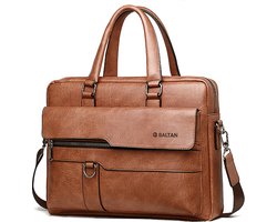 Baltan Leren Aktetas - Laptoptas - Tot 16 inch - Bruin - 10L - 38 X 29 X 10 CM