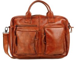 Bear Design Barley Leren Laptoptas - Aktetas / Werktas / Schooltas - 14 inch Laptopvak - Cognac