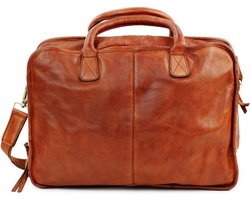 Bear Design Oswald Leren 2-vaks Aktetas / Laptoptas - 14 inch - Cognac