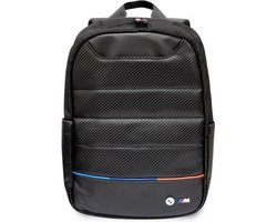 BMW M Tricolor Carbon & Nylon Rugtas met opbergvakjes - (Geschikt voor toestellen tot 16 Inch) - Zwart